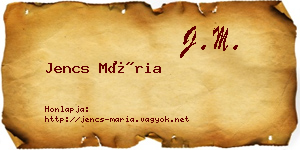 Jencs Mária névjegykártya